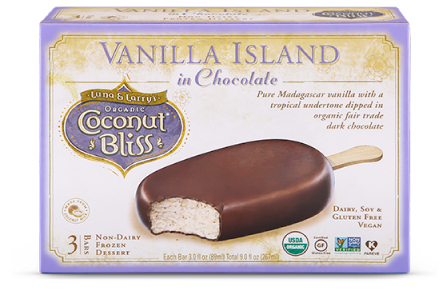 Coconut Bliss Vanilla Island in Chocolate bars.
