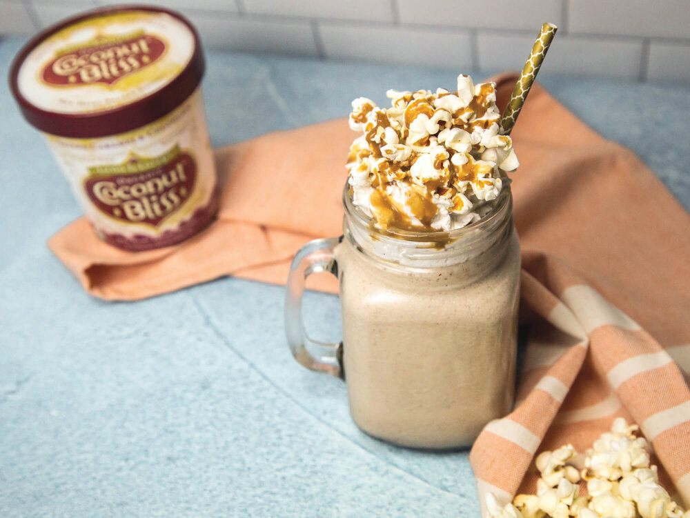 Salted Caramel + Chocolate Popcorn Milkshake