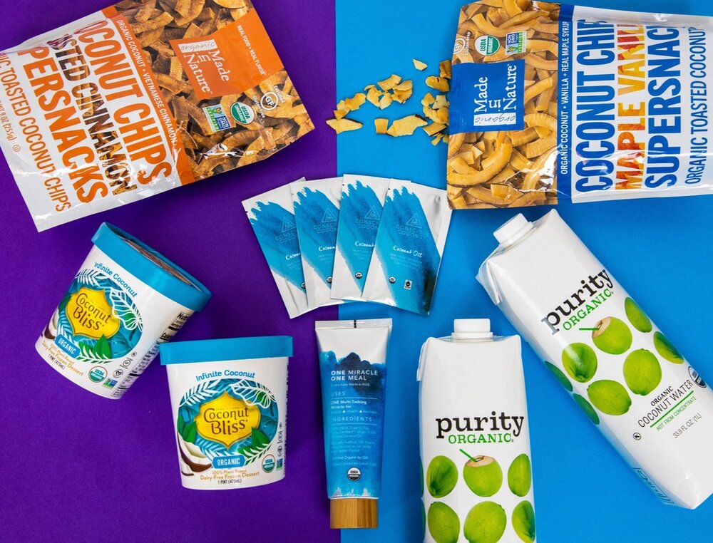 🎉GIVEAWAY Alert!🎉 We're celebrating #WorldCoconutDay with a coconut-tastic prize pack from some amazing organic and coconut-based brands! 4 lucky coconut lovers will win: 
🥥 4 @coconutbliss Ice Cream Vouchers
🥥 4 bags of @madeinnature Coconut Chips
🥥 12 pack case of @purityorganic 1L Organic Coconut Water
🥥 A @consciouscoconut Coconut Oil Travel Tube &amp; Grab + Go Packets
To Enter: 
1. Like this post and tag a friend who shares your love of all things coconut 
2. Follow @coconutbliss + @madeinnature + @consciouscoconut + @purityorganic 
3. Tag more friends for additional entries. 
4. Share in your stories for an extra entry! 
Giveaway ends on 9/4. Winners will be announced 9/7. Open to continental USA only. Must be 18+ to enter. This giveaway is not affiliated with Instagram in any way. Good Luck! 🍀