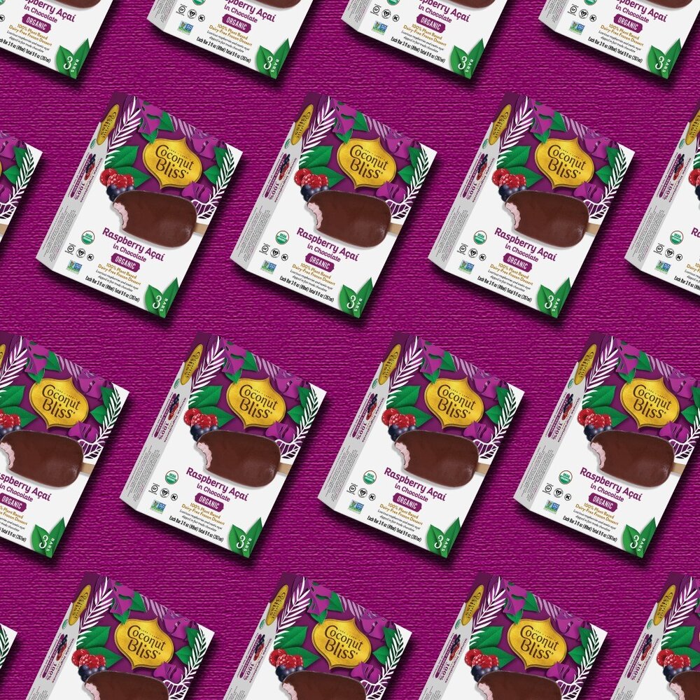 We combined luscious raspberries, #organic coconut milk, fair trade dark chocolate and exotic acai to create the most divinely delicious #plantbased ice cream bar. Head to coconutbliss.com to find a store near you or place an order online!