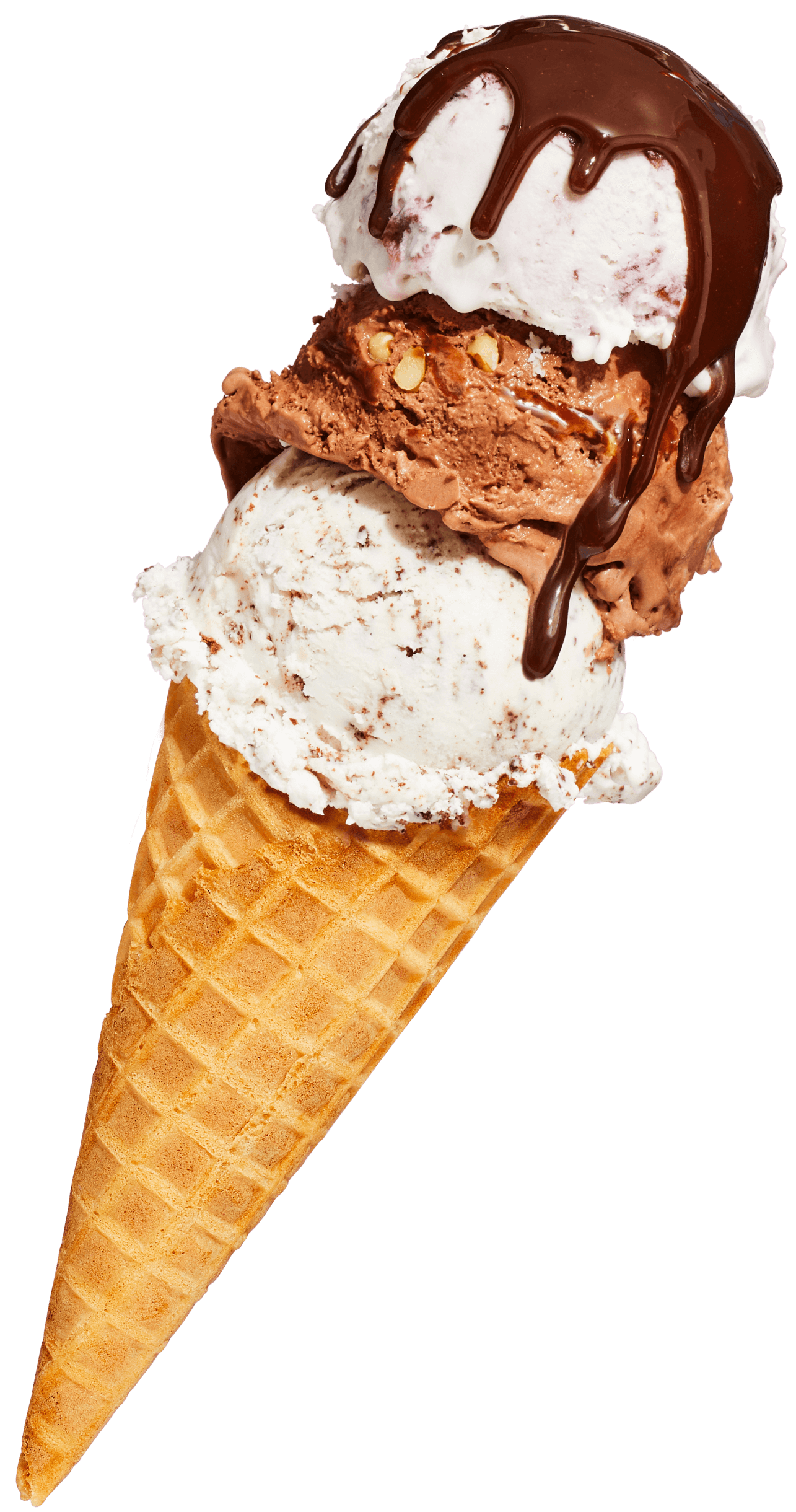 Dripping ice cream in a cone