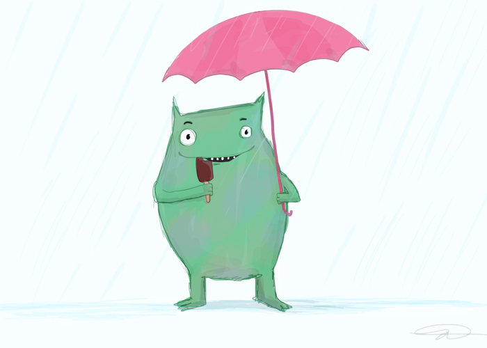 Molly Hahn monster enjoying a Coconut Bliss Dark Chocolate Bar