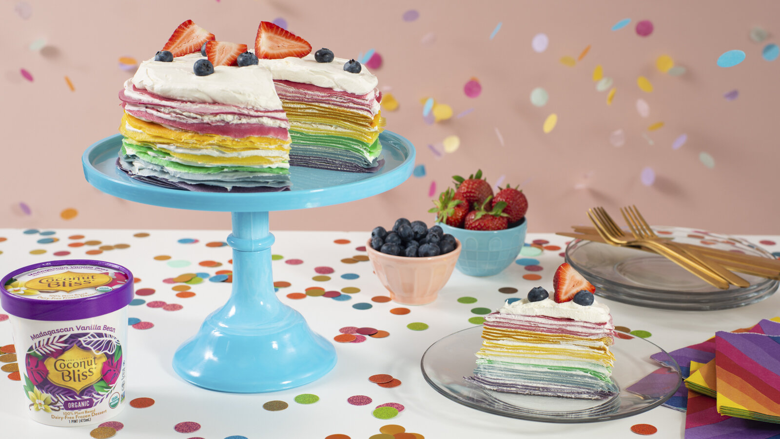 Coconut Bliss Rainbow Crepe Cake